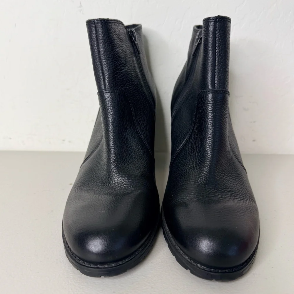 Clarks Verona Gleam Black Pebbled Leather Stacked Block Heel OrthoLite® Size 11